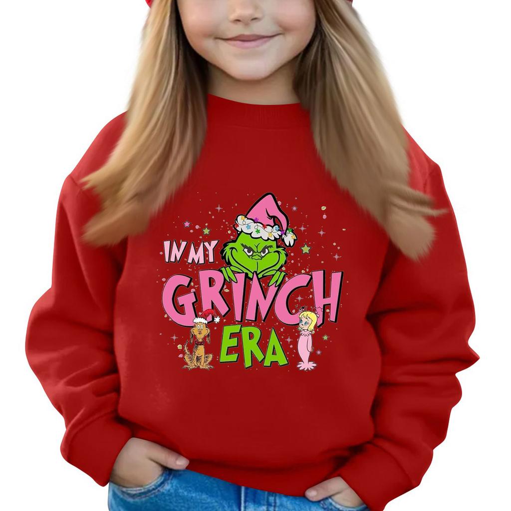 Рождественские пуловеры с круглым вырезом для девочек, детские топы с принтом