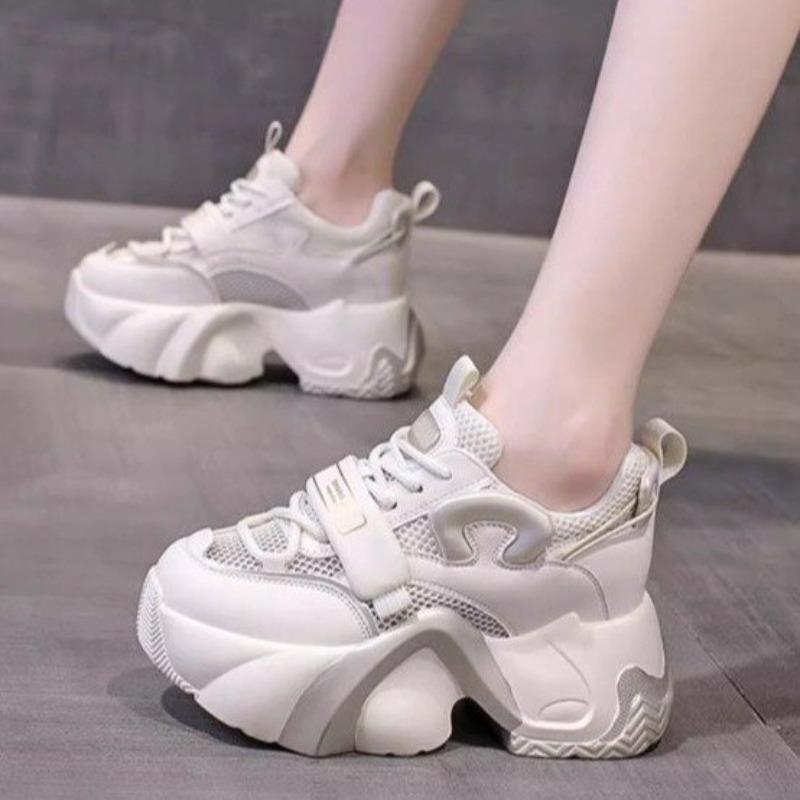 European and American Dad Shoes Women's 2024 New Mesh Breathable Thick Sole Versatile Elevated Vulcanized Women's Shoes Platform