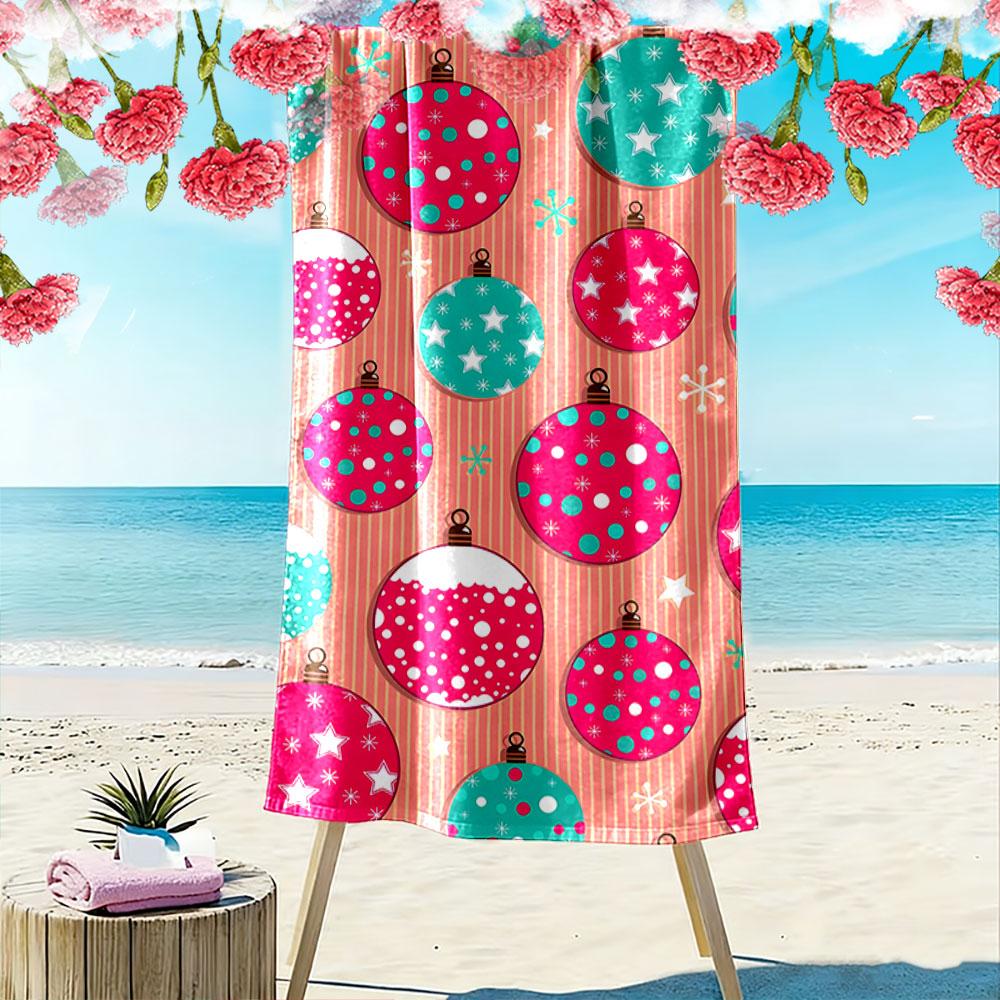 Whimsical festive orbs Print beach towel, quick drying, suitable for travel, outdoor sports, jogging, the beach and swimming, gift