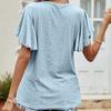 Свободная женская футболка с рукавом-бабочкой 2023 года, летние однотонные повседневные футболки с оборками, женская мода, футболки с круглым вырезом, топы 25978