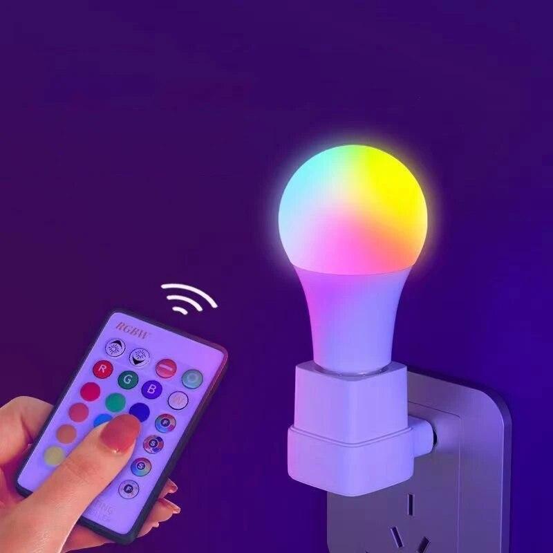 Светодиодная лампа RGB с 16 цветами, цоколь E27, напряжение 220 В, для домашнего освещения, с регулировкой яркости и 24-кнопочным пультом дистанционного управления, умная лампа для создания атмосферного освещения.
