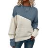 Women's Casual Round Neck Colorblock Pullover Sweater Loose Casual Long Sleeve Contrast Color Top