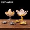 1PC Natural Crystal Healing Gemstone Single Point Flower DIY With Gold Metal Base Divination Home Desktop Decoration