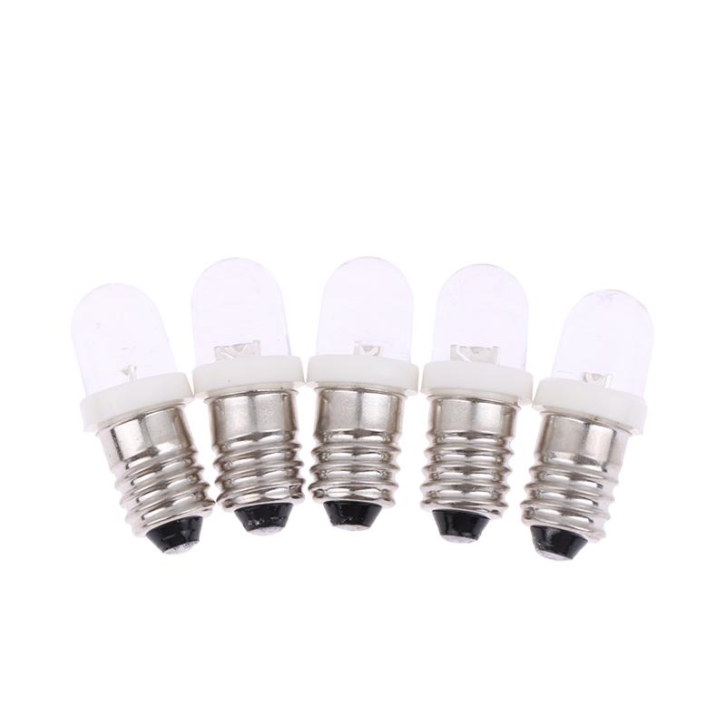 5Pcs Led E10 Dc3V 5V 6V 12V 24V Screw Bulb Warning Signal Bulb E10 Instrumentation Bulb Indicator White Auto Interior Light