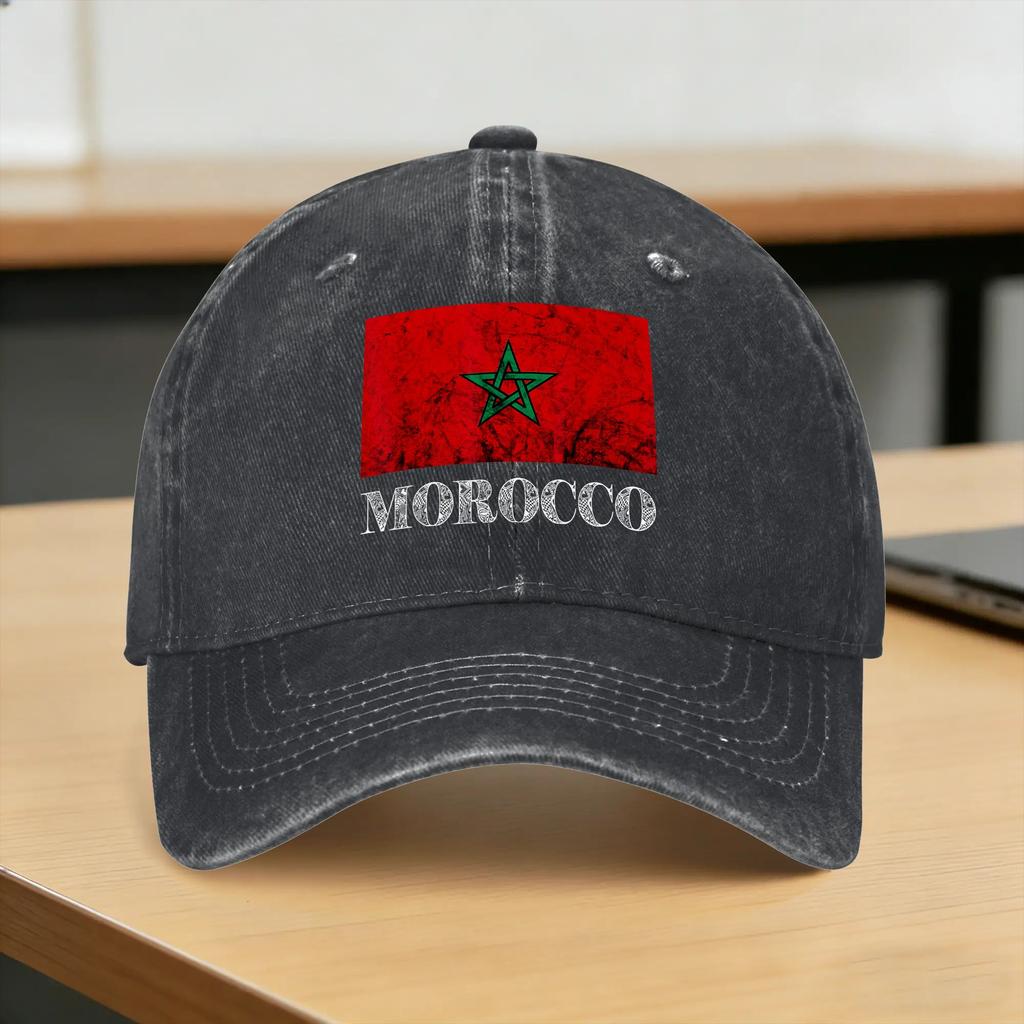 Morocco Vintage Moroccan Flag Moroccan Roots Moroccan Pride Sun Baseball Cap Unisex Adult Print Trucker Hat Summer Baseball Caps