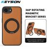 KEYSION Чехол из искусственной кожи MagSafe для iPhone 16e с вращающимся на 360° магнитным кольцом-подставкой и функцией беспроводной зарядки для iPhone 16e