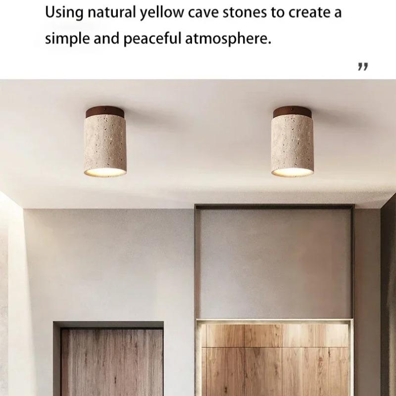 Modern Travertine Stone Ceiling Lamp Hallway Foyer Bedroom Corridor Flush Mounted Staircase Indoor Lighting Fixture Home Decor