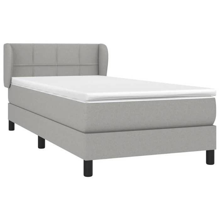 3126221 vidaXL Divan Bed with Mattress Light Grey 100x200cm Fabric