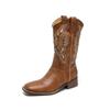 Western Cowboy Boots Embroidery Sleeve New Internet Celebrity Thick Heel Women Boots