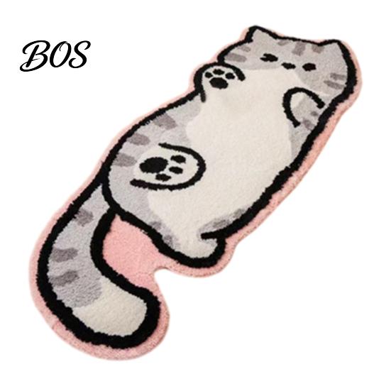 Pet-friendly Floor Mat Cute Cat Bath Rug, Irregular Animal Shaped Mat, Soft Absorbent Decorative Rug Non Slip Area Carpet for Tub, Shower, Bedroom,