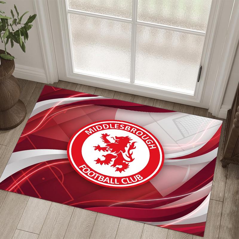 Middlesbrough Football Design Crystal Velvet Carpet Cozy Non?Slip Printed Rug For Bedroom Living Room Entrance