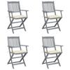 Day and Night - Day and Night Folding Garden Chairs 4 Pcs Cushions Solid Acacia Wood