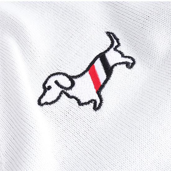 Весна Осень V-образный вырез Вышивка Собака Вязаный свитер Пальто Куртка Женская мода Контрастный цвет Длинные рукава Джемперы