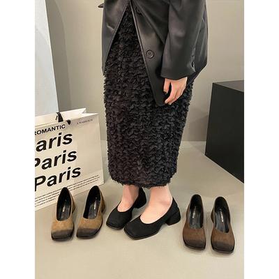 Премиальный ретро одинарные туфли женские 2025 осень новые толстый каблук Мэри Джейн маленькие кожаные туфли поздний вечер темперамент высокие каблуки