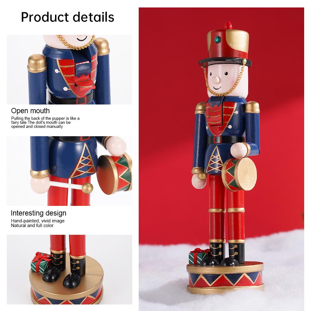 30CM Christmas Nutcracker Green blue mahogany toy Gift Living Room tabletop decoration Decorated with vintage Christmas elements