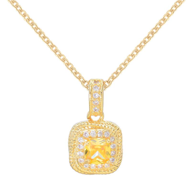 Легкая Роскошь Маленькое Ожерелье Кубик Сахара Женское Простое Высококлассное Универсальное Темпераментное Бриллиантовое Подвеска