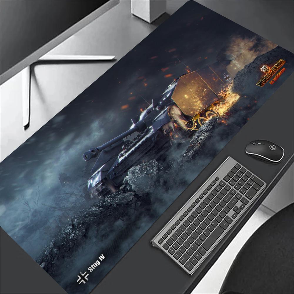 World of Tanks XXL Large Gaming Mouse Pad Black Desk Mat Non-Slip Keyboard Mousepad Stitched Edge Computer Office Table Cushion