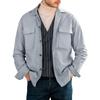 Mens Casual Solid Color Turn Down Collar Long Sleeve Loose Workwear Shirt