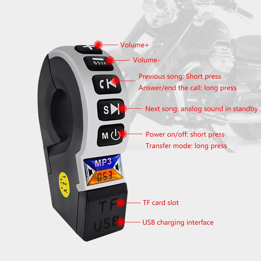 Waterproof Bluetooth-compatible Motorcycle Stereo Speakers Handlebar Mount MP3 Music Player Audio Amplifier Scooter Bike
