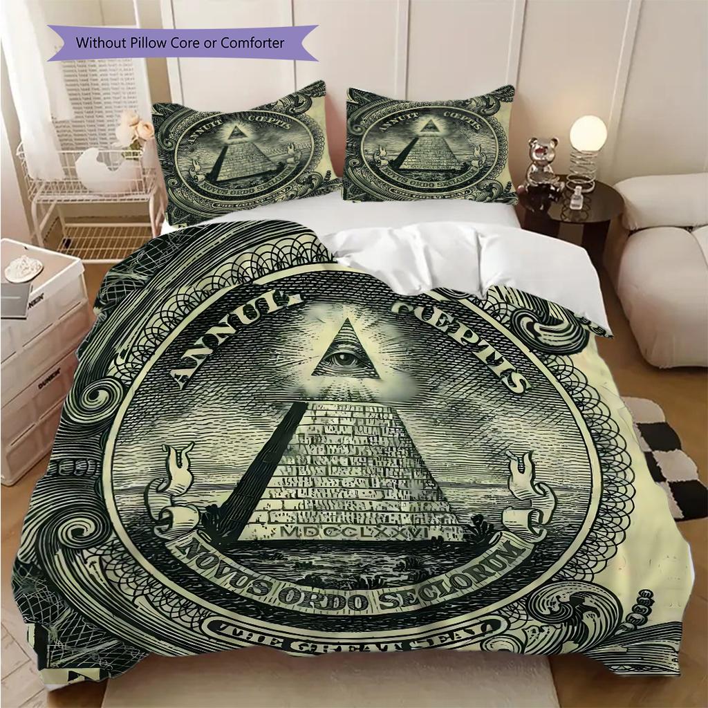 New World Order Illuminati bedding, duvet cover, pillowcase, home decoration, birthday gift (1 * duvet cover+2 * pillowcase, coreless)