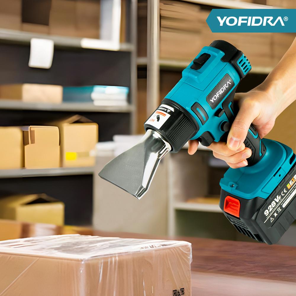 Yofidra 550℃ Electric Heat Guns Heat Hot Air Gun 2 Gears Wind Speed 6 Gear Optional LED Display Cordless Rechargeable Heat Gun for Makita 18V Battery
