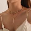 Vintage Bohemia Gold Coin Letter Layered Chain Necklace For Women Shell Pearl Moon Long Choker Collar Pendant Butterfly Necklace