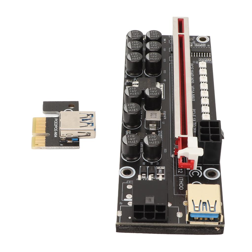 PCIE Riser Powered Adapter Card 6 Pin Compatible 1X 4X 8X 16X PCIE Interface Plug and Play USB
