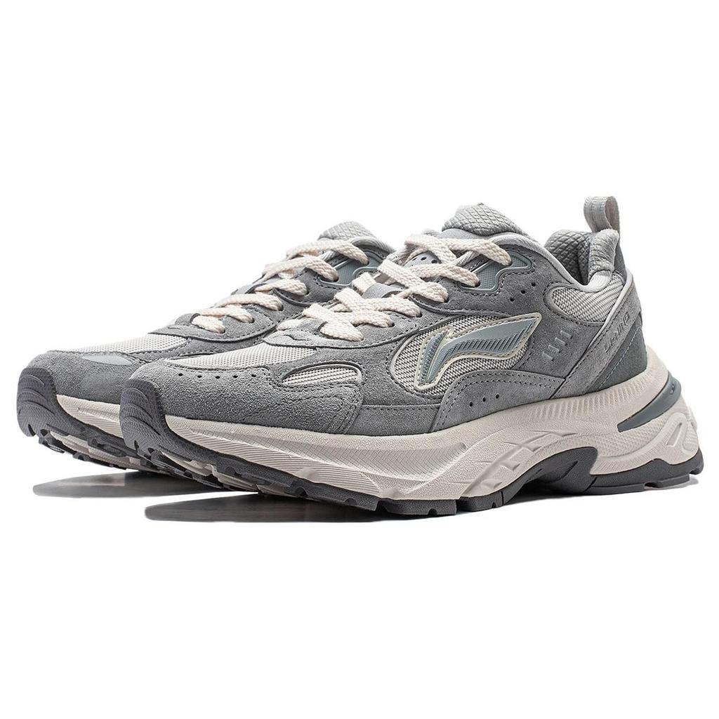 Li-Ning Comfortable Versatile Thick Sole Height Increasing Non-Slip Low Top Casual Shoes Women Sneakers Gray AGCT426-2