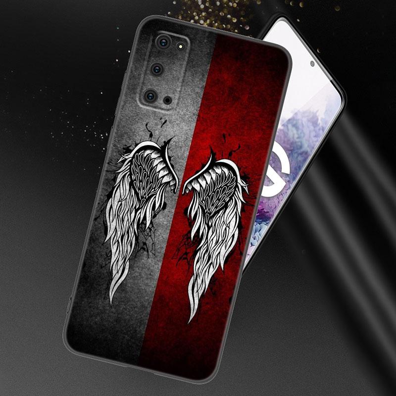 Фантазийные Крылья Ангела Девушки Черный Силиконовый Чехол для Телефона Samsung Galaxy S23 S21 S20 FE S24 S22 Ultra S10E S10 S9 S8 Plus