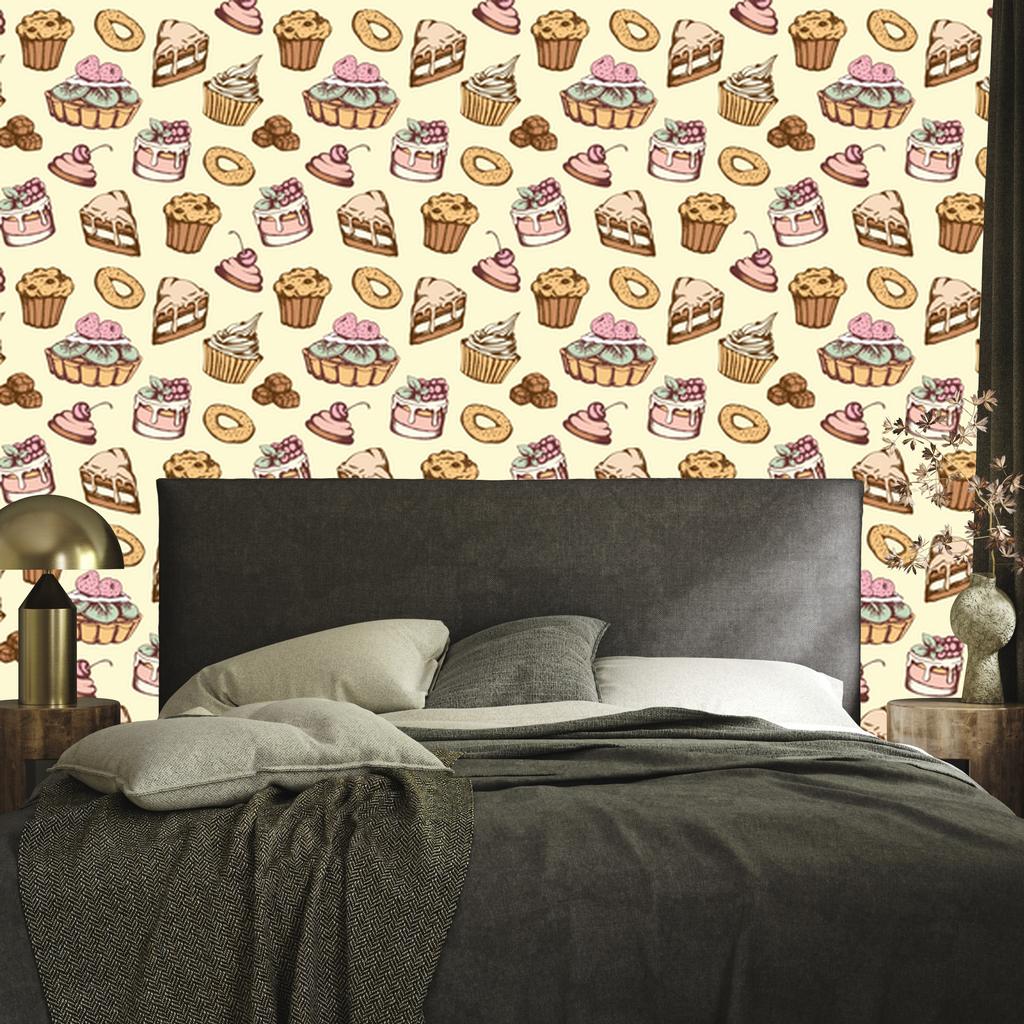 Wallpaper Sweet Pastries Vintage Style for Living Room and Bedroom 50x1000