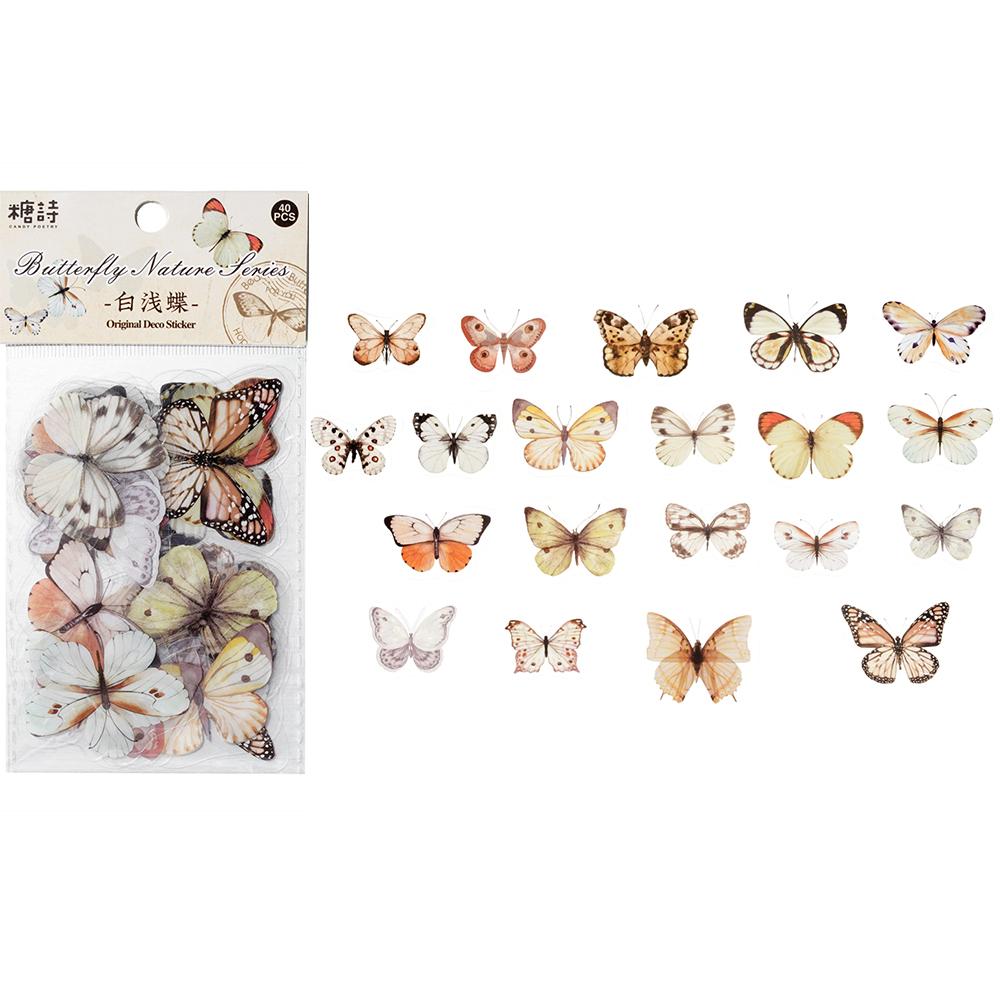 40pcs Colorful Butterfly Wings Stickers Epoxy Resin Fillings Plant Sticker for DIY Silicone Mold Filler Nail Art Crafts Decor