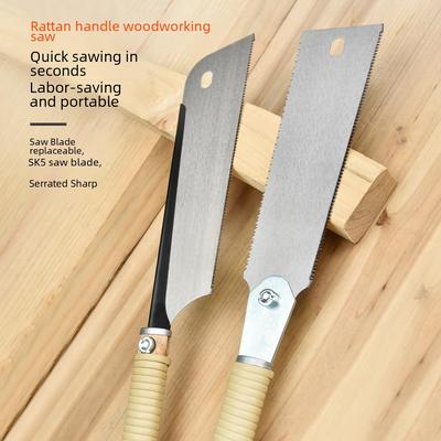 Японская двухсторонняя ручная пила для деревообработки: Тройная скорость, мелкий зуб, для твердых пород древесины и отделки.