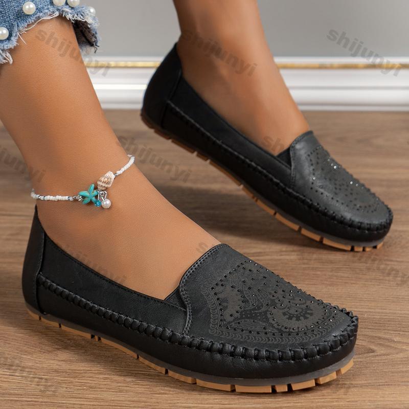 Модные женские балетки в стиле ретро, лоферы с острым носком, женские весенние удобные нескользящие лоферы слипоны, обувь на плоской подошве, большой размер 44 Zapatos Mujer