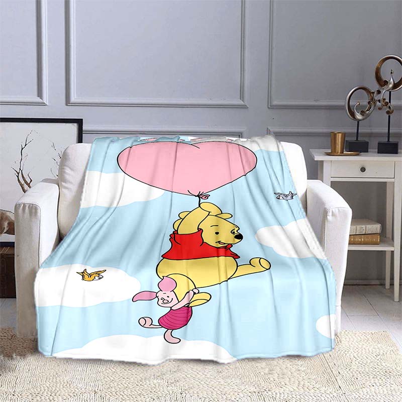 1PC Disney Winnie The Pooh Pattern Blanket Warm Soft Fluffy Kids and Adult Sofa Bed Throw Blanket Outdoor Travel Camping RV