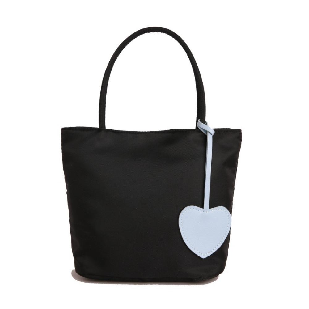 With Heart Pendant Underarm Bag Solid Color Oxford Cloth Shoulder Bag Nylon Tote Bag Women