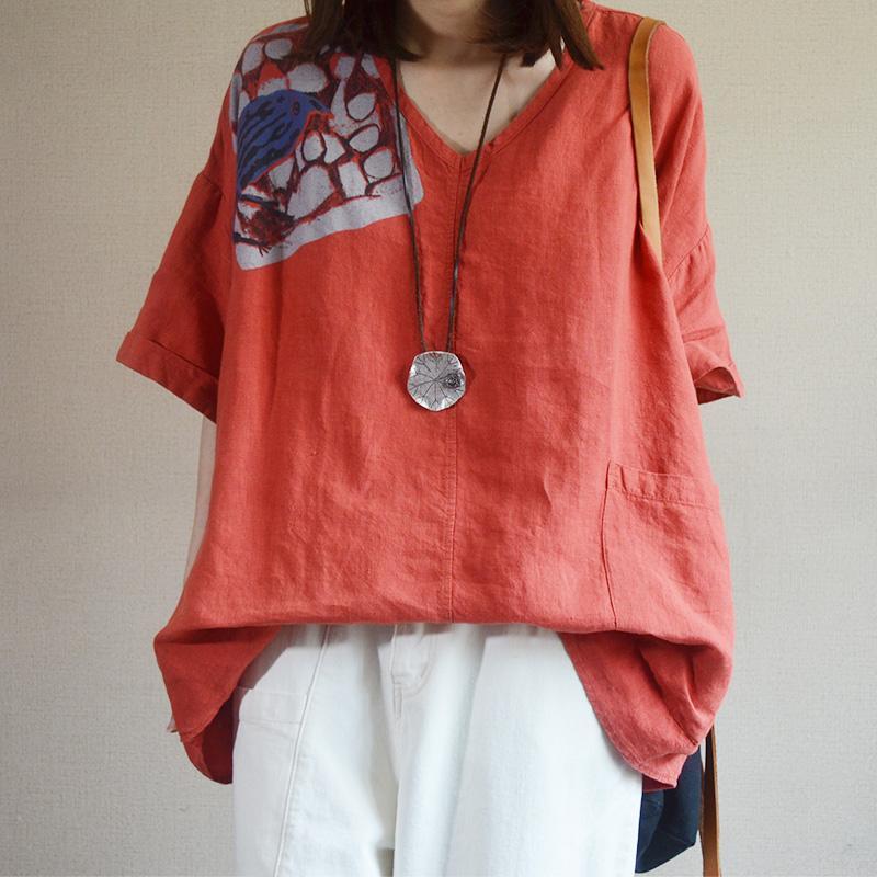 Большие размеры Женские летние хлопковые льняные футболки Свободные футболки с коротким рукавом Винтажные топы оверсайз