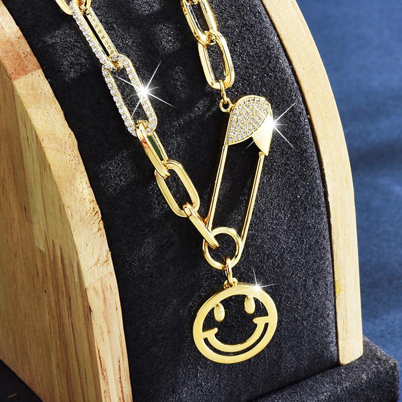 Элегантное титановое ожерелье на осень-зиму с кулоном в виде улыбающегося лица для модных женщин и мужчин