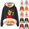 Women's Fashionable Hooded Printed Plush And Thickened Warm Loose Pullover Sweater