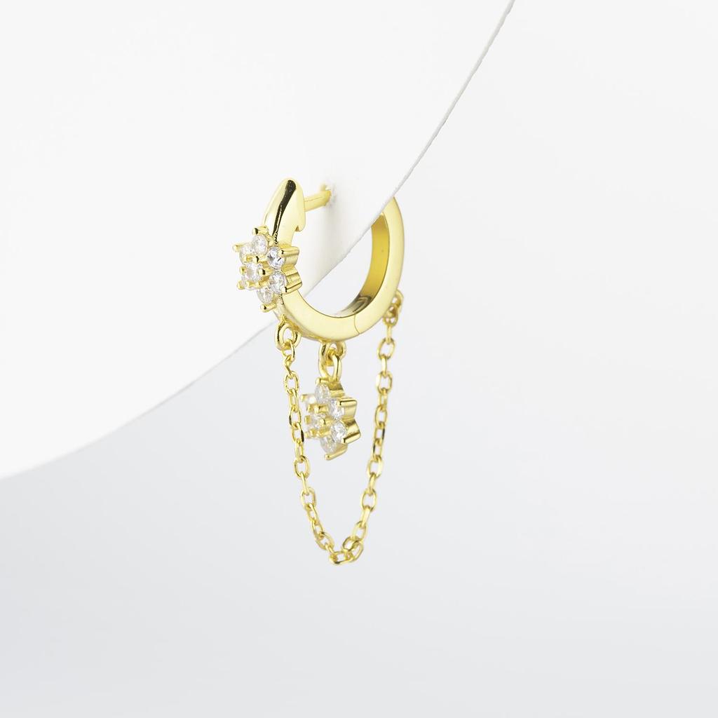 ANDYWEN 100% стерлингового серебра 925 пробы золотая цепочка с цветком серьги-подвески подвески клипсы для пирсинга 2023 женские свадебные украшения