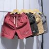 Outdoor Casual Basketball Shorts Elastic Drawstring Waist Pockets Short Pants Solid Color Letter Print Wide Leg Sport