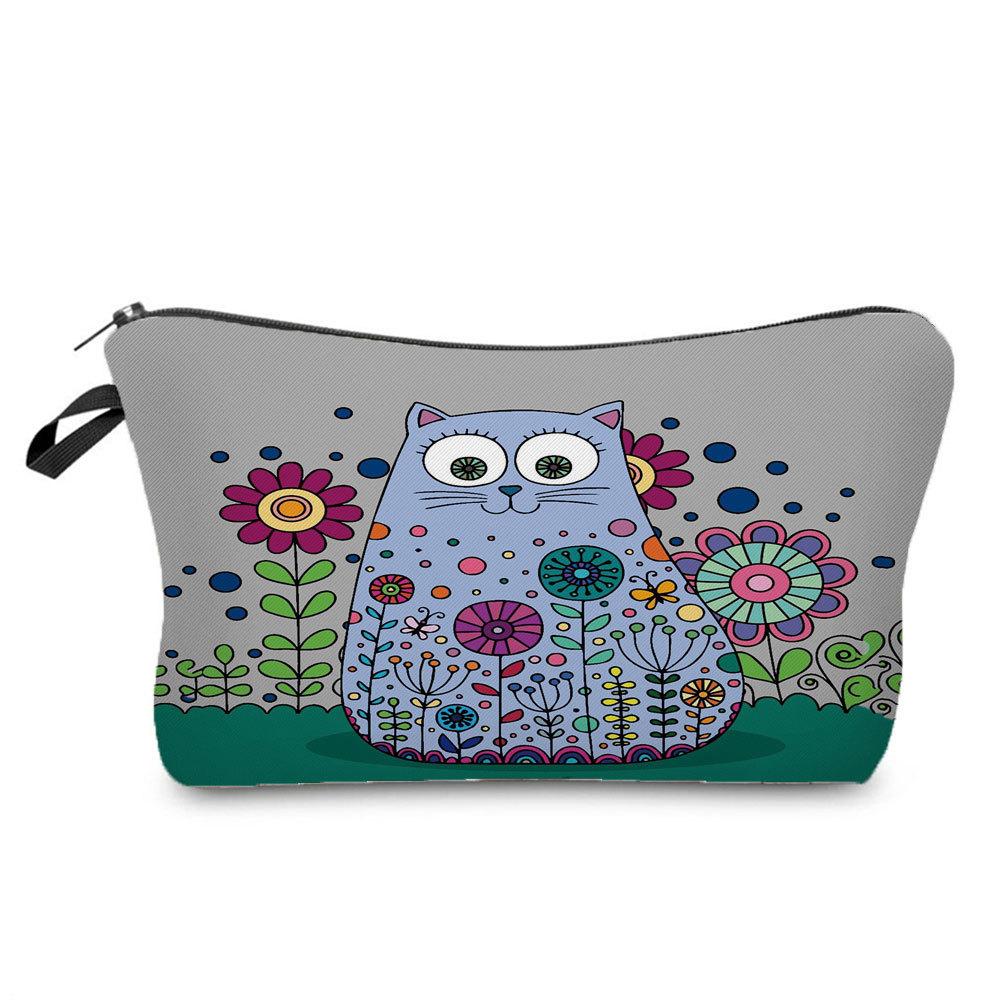 Женская косметичка с принтом кошки, органайзер для туалетных принадлежностей, дорожный чехол для хранения 6689
