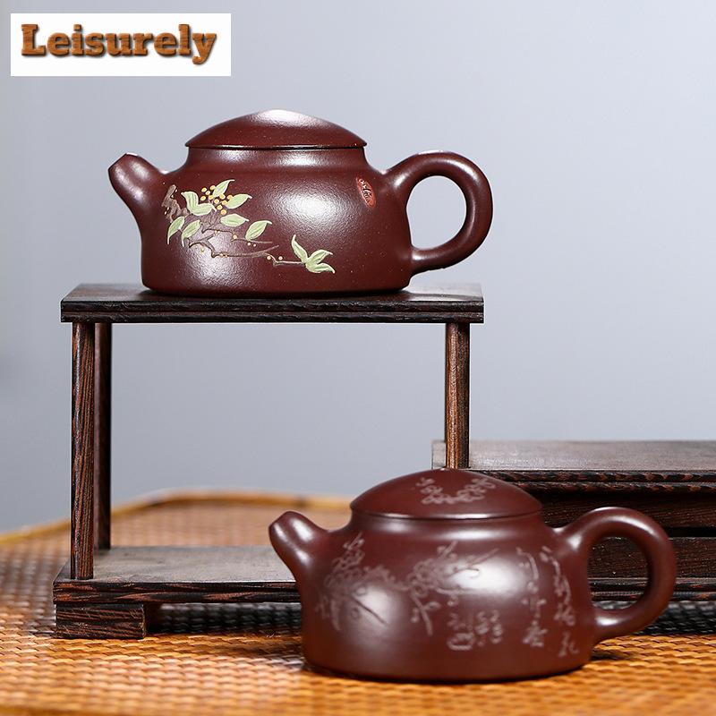 110 мл эстетичные чайники из фиолетовой глины Исин, ручной работы, цветочный горшок в виде птицы, необработанный камень, красная глина, чайник для замачивания чая, чайный сервиз Zisha, подарок