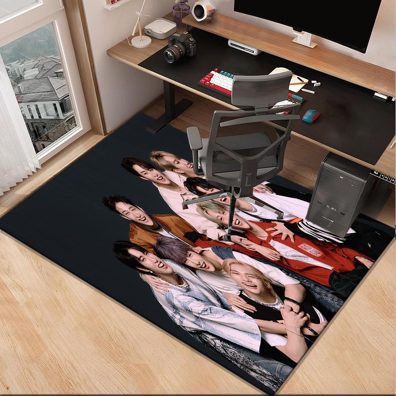 Kpop Stray Office Rug Chair Mat, Game Carpet, Suitable for Front Door, Bedroom, Living Room, Desk, Holiday Gift