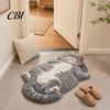 Cute Cat Floor Mat Bathroom Rug, Anti-Slip Absorbent Bath Washable Plush Home Safety Rug Kitty Door for Entrance Kitchen Decor Doorway Protector