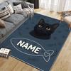 Custom Name,Cat Fish Label Portrait Home Sofa Decoration for Living Room & Bedroom, Non‑Slip Play Flannel Floor Mat for Game Room