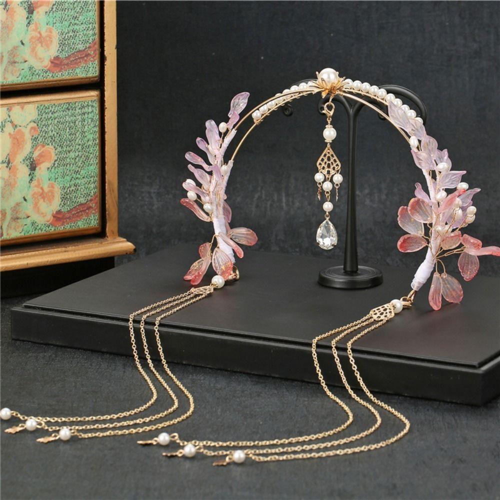 Косплей Реквизит Принцесса Длинная Кисточка Свадебный Головной Убор Женский Головной Убор Ханфу Повязка на Голову Аксессуары для Волос