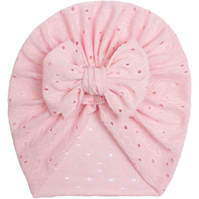 New Baby Jacquard Bow Hat, Children's Breathable Striped Pullover Hat, Baby Hat