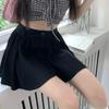 Черная плиссированная юбка-шорты для женщин, корейская летняя сексуальная мини-юбка с высокой талией, повседневные универсальные шорты А-силуэта