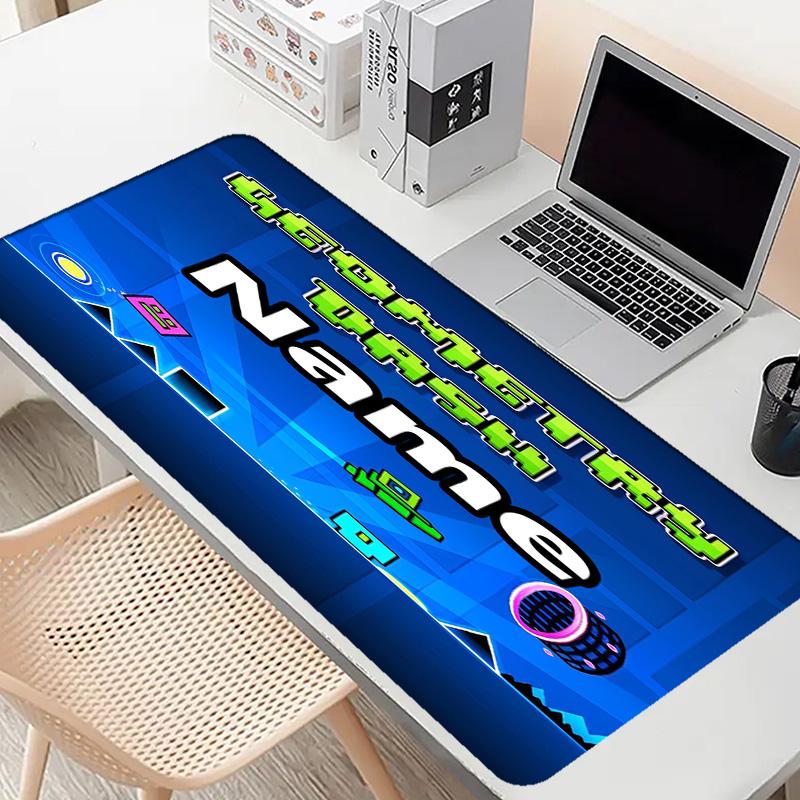 Custom Name Personalized Geometry Dash Pattern Mousepad, Laptop PC Desk Mat, Decorative Desk Mat for Home Keyboard Pad Gift