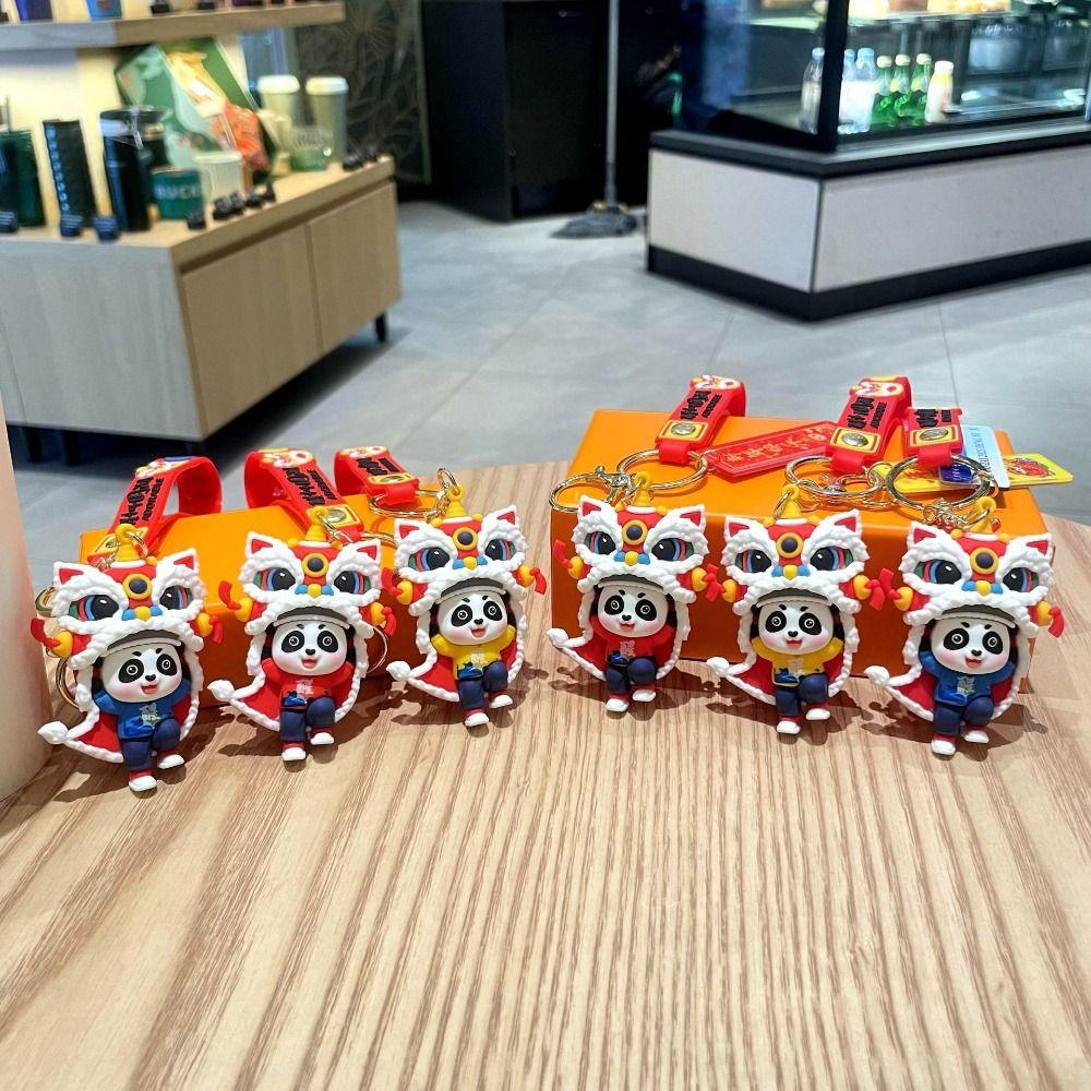 Small Pendants Year Snake Keychain Red Color Cartoon Keyring Lion Dance Doll Daily Use